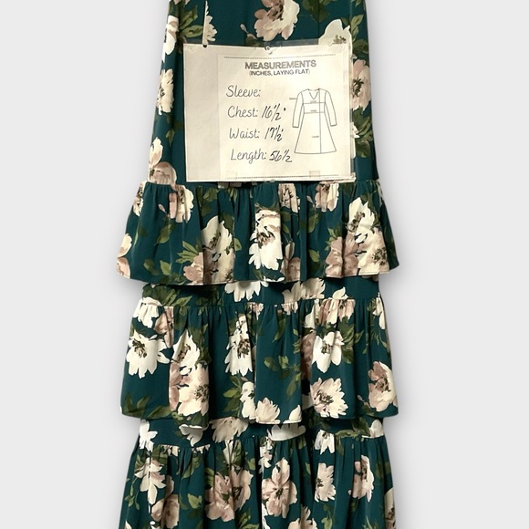 Abercrombie & Fitchburg Green Maxi Dress SZ S Floral Ruffle Tier Women Coquette - Picture 9 of 9